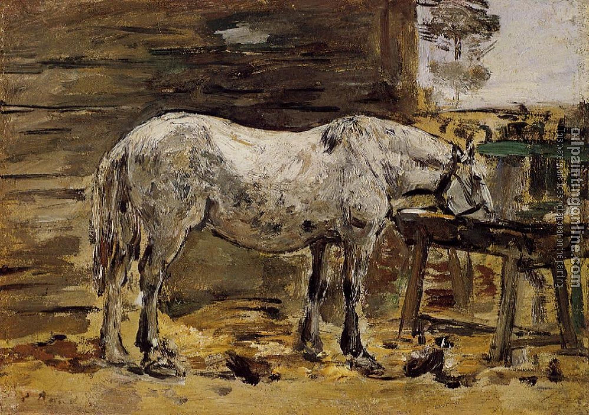 Boudin, Eugene - White Horse at the Feeding Trough